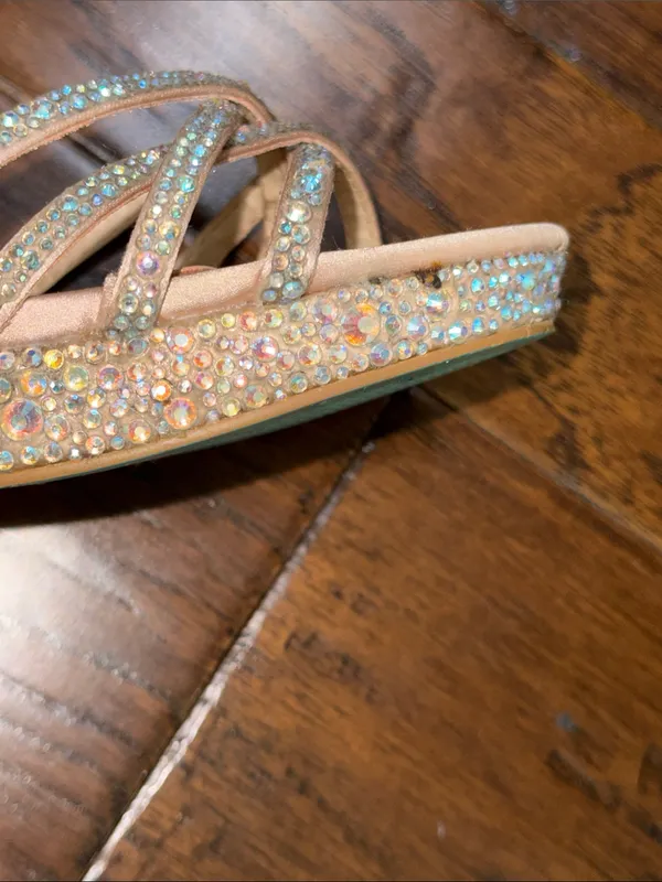 Betsey Johnson Nude Pink Crystal-Strap Stiletto Sandals - Image 6