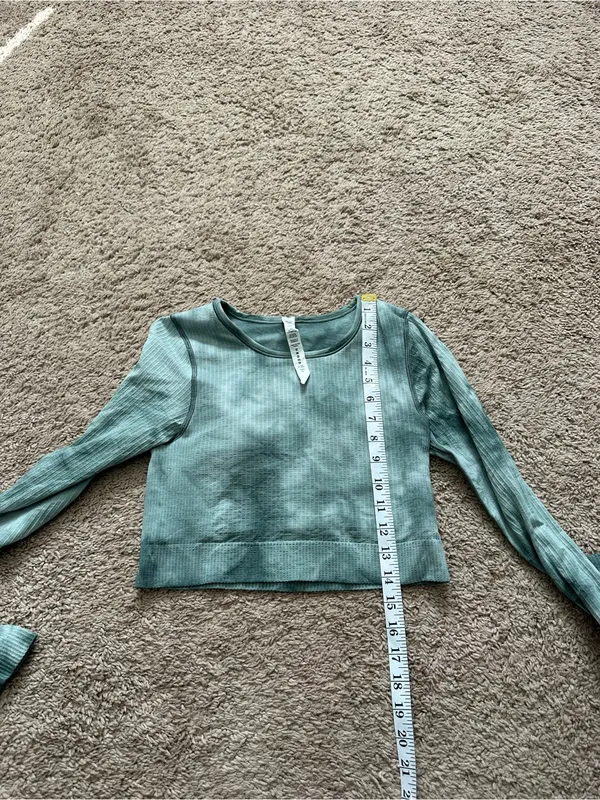 Lululemon Ebb to Street Long Sleeve Shirt Marble Dye Tidewater Teal Size 6 - Image 7