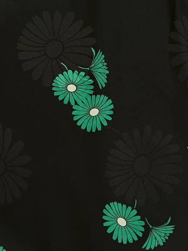 Ann Taylor Green Floral Jacquard Black Flounce Shift Dress with Pockets Size 8 - Image 9