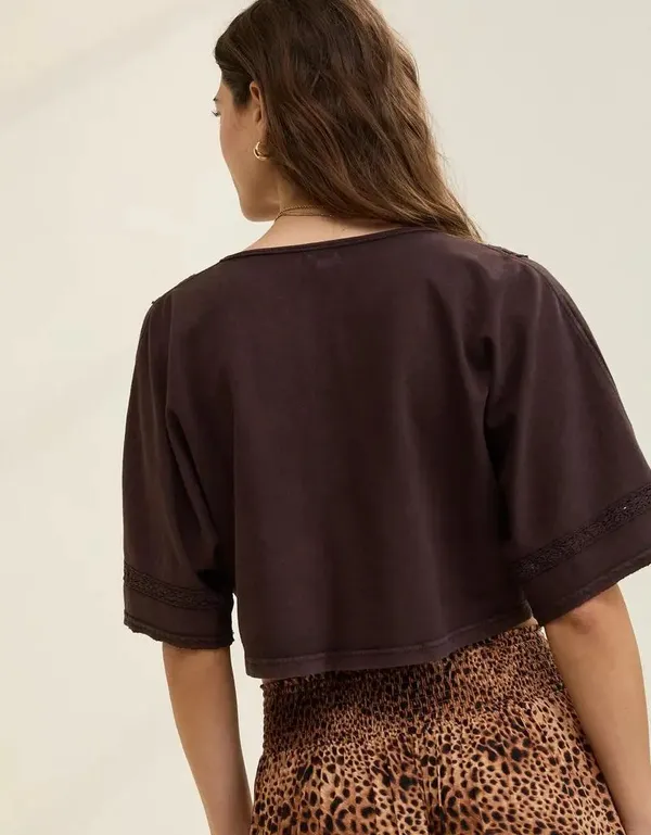 Aerie Short Sleeve Crochet Cardigan Top - Image 2