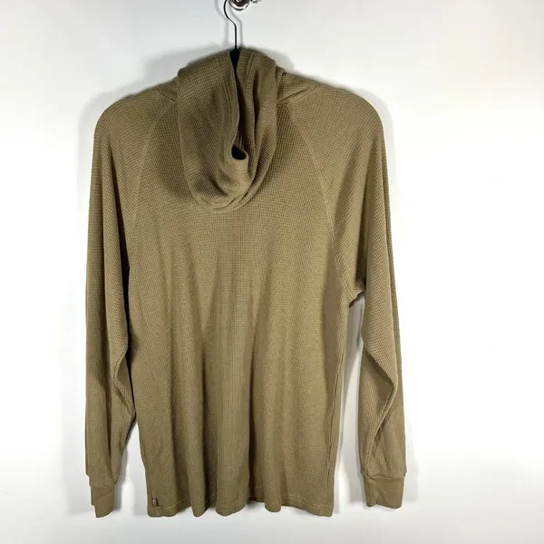 Aritzia‎ Tna Long Sleeve Waffle Knit Thermal Tan Hooded Shirt Women's Small - Image 7