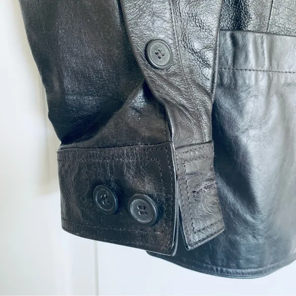 90s Vintage Women's Oversized Black Leather Jacket Size L - Image 8