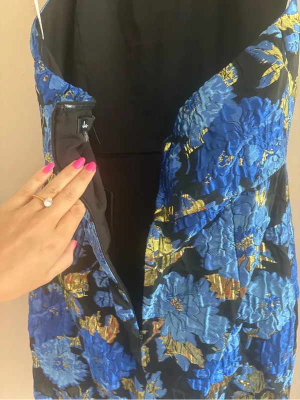Lulus Extraordinary Impression Black Floral Jacquard Halter Mini Dress Large NWT - Image 9