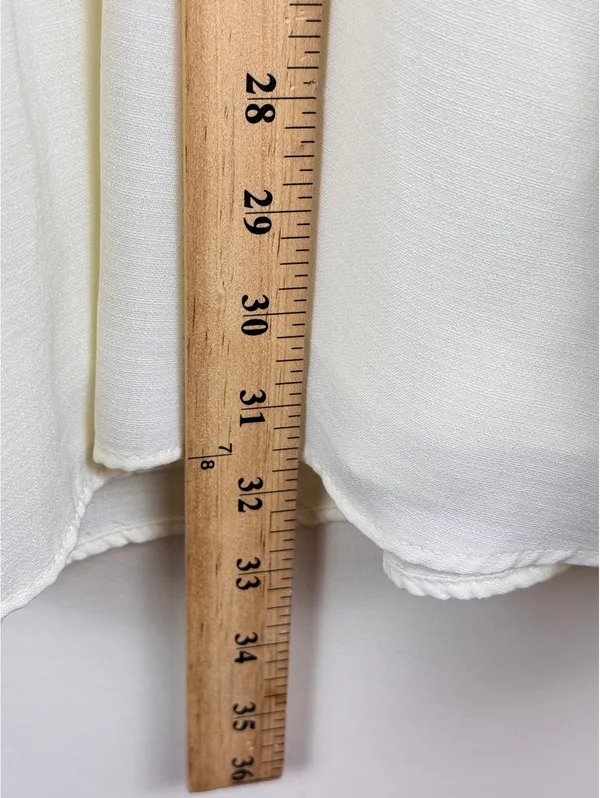Show Me Your Mumu Ivory Tiered Babydoll Mini Dress XS V Neck Tie Back Bridal - Image 12