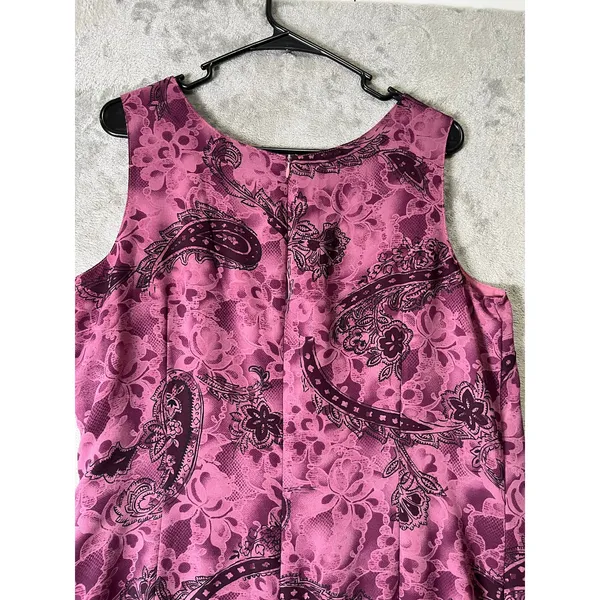 Vintage Y2K Soft Girl Pink Paisley Sheath Dress Feminine Cottagecore Retro Large - Image 4