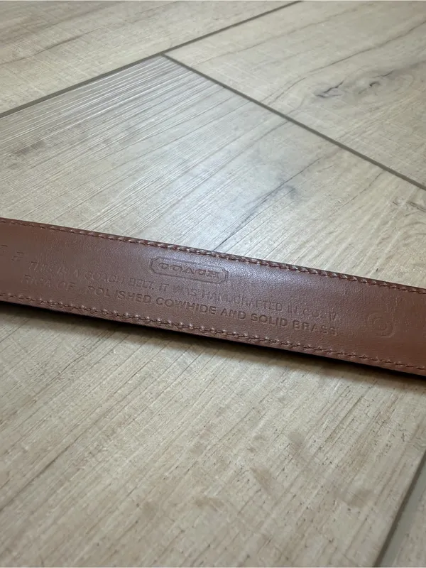 Coach Black Leather Belt Size 34 Gold Brass Buckle Vintage Made in Costa Rica - Image 5