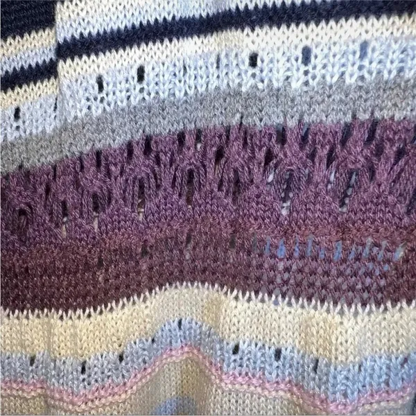 Democracy long striped beige and multicolor duster knit sweater BoHo Vest Size L - Image 3