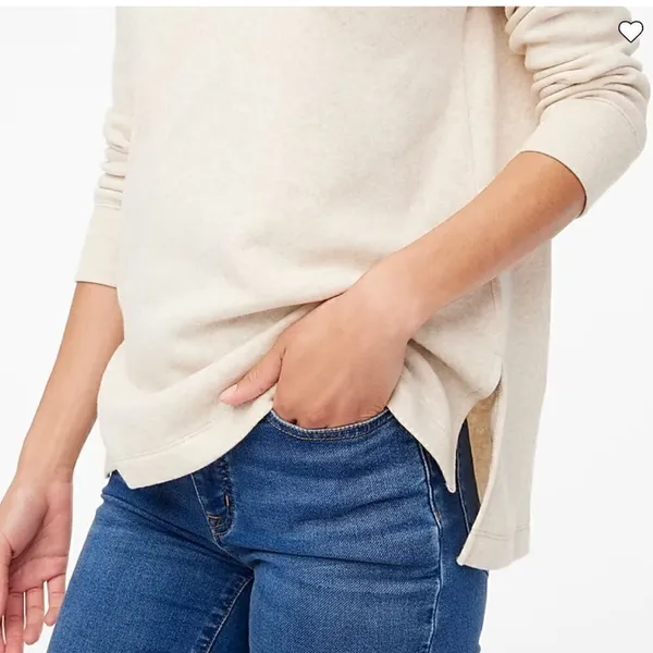 J. Crew Factory Women's Size Small Wide Button-Collar Tunic Sweatshirt Oatmeal - Image 3