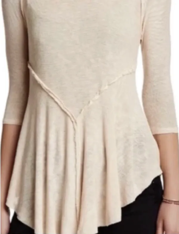 Free People Intimately Off-White with Black 3/4 Sleeve Weekend Layering Top - Image 8