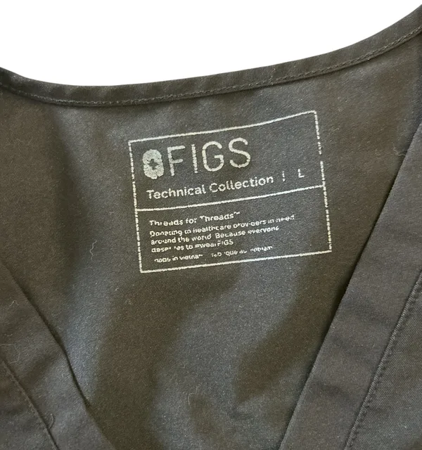 FIGS Women’s Technical Collection Scrub Top – Black – Size L - Image 3