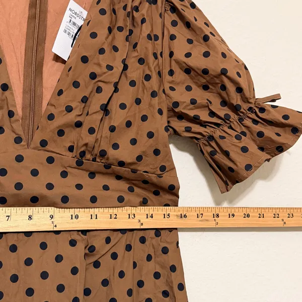 Petal & Pup Polka Dot Midi Dress Womens Large Brown Pinup Retro Brown‎ Black - Image 12