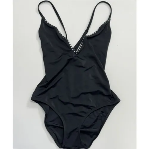 Aqua Swim Black Rhinestone Studded V-Neck One Piece Swimsuit XS NEW - Image 2