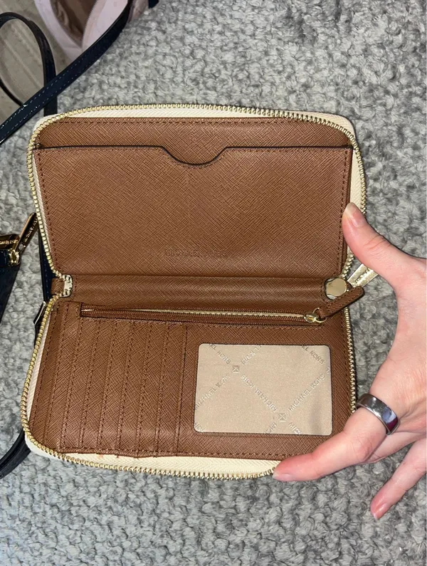 Michael Kors Beige and Gold Logo Wristlet - Image 2