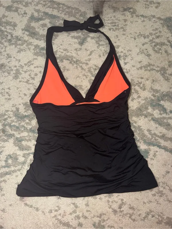 Athleta Black Halter Swim Top XS Ruched Tankini Style - Image 3
