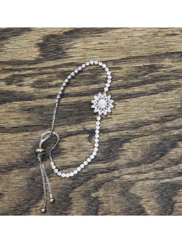NEW Slider Adjustable Crystal Bracelet Silver Gray / Clear - Image 2