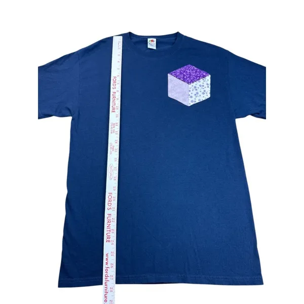 Fruit of the Loom Women’s Navy T-Shirt Quilt Patch‎ Floral Handmade Medium - Image 6
