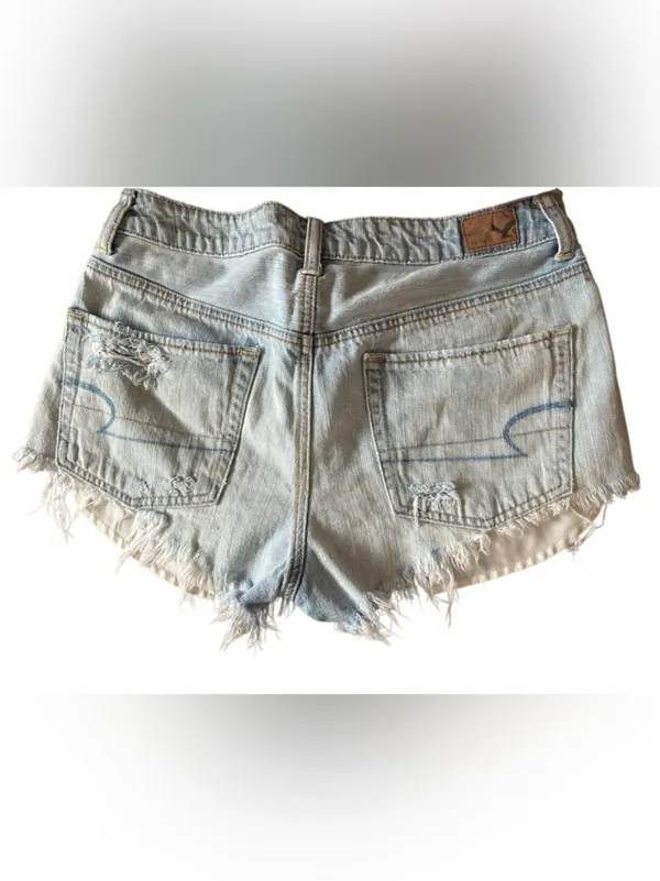 American Eagle Outfitters XTRA SHORT festival Denim Cutoff Shorts Sz 6 - Image 2
