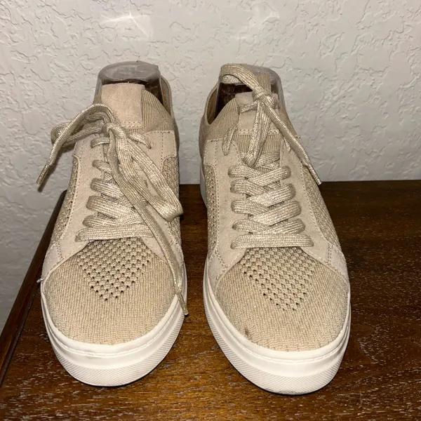 White Mountain Uncut Knit Shimmer Lace Up Platform Sneaker Shoes Size 9 - Image 4