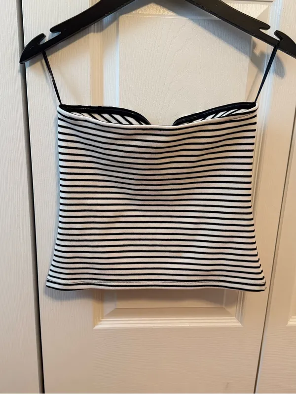 Anthropologie Maeve White and Black Striped Tube Top - Image 3