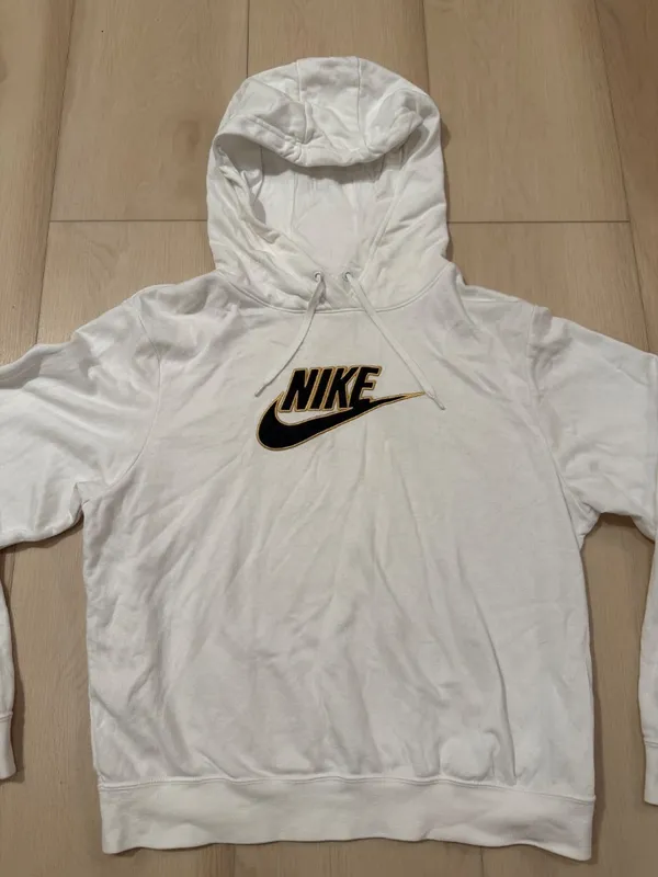 Nike White Fleece Pullover Hoodie Sweatshirt Women's Size Small - Image 2
