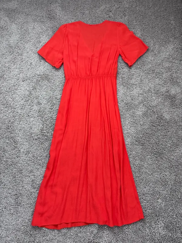 ASOS, New Look v neck flutter sleeve midi dress in bright orange - Image 4