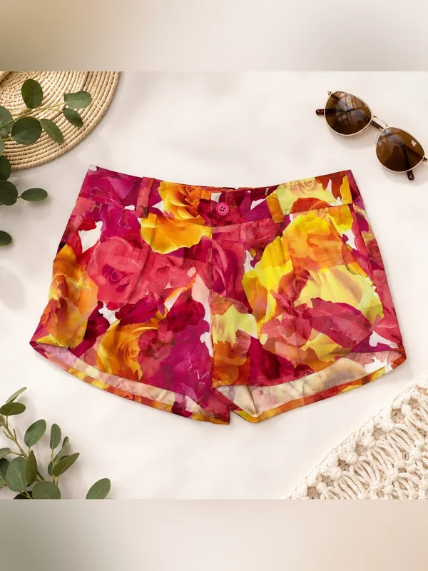 Alice + Olivia Cady Silk Floral Rose Shorts Size 2 - Image 2