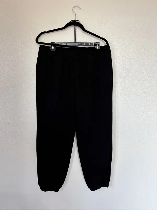 Solid Black Fleece Jogger Pants Size L - Image 7