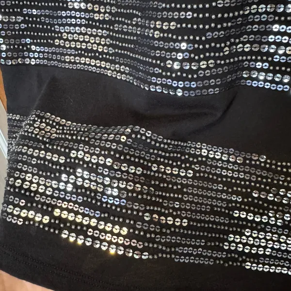 Y2K Indie Sleeze Glam Express Sequins Beaded Tank Top M Going Out Metallic Disco - Image 4