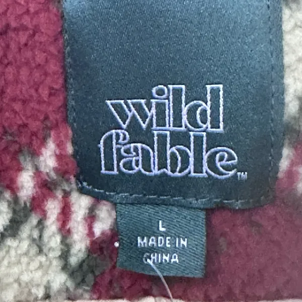 Wild Fable‎ Red Diamond Print Women's Size Large Short Jacket Shacket Pockets - Image 9