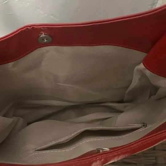 Red Faux Leather Shoulder Bag - Image 4