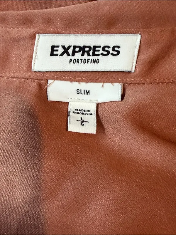 Express Satin Button-Down Shirt in Copper - Image 5