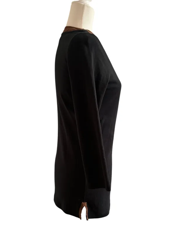 Ralph Lauren Black Brown Long Sleeve Pullover Equestrian Cotton Knit Tunic Top S - Image 2