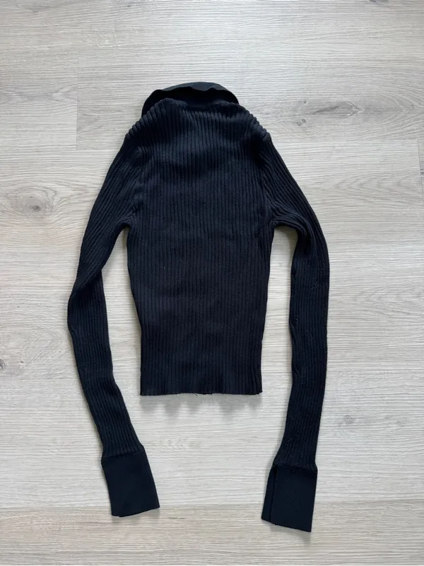 Abercrombie & Fitch Black Ribbed Button-Front Collared Cardigan - Image 3