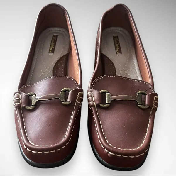 THOM MCAN Gavyn Women's Brown Leather Loafers With Buckle Detail Size 8 | EUC - Image 2