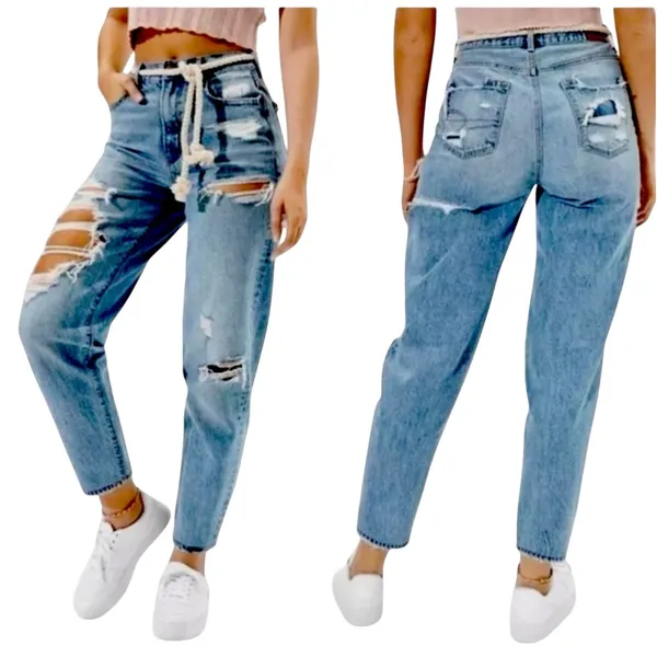 American Eagle Distressed Mom Jeans Size 0 | Ripped Straight Leg | 90s Y2K - Image 11