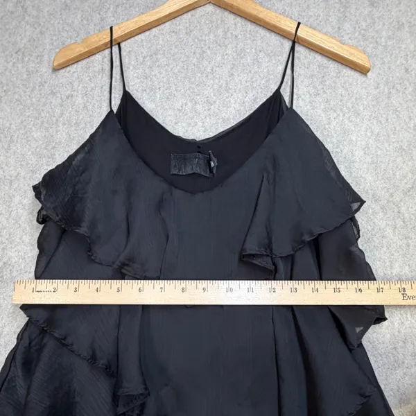 H&M Ruffle Tiered Dress Womens L Black Gothic Whimsigoth Coquette Cocktail - Image 5