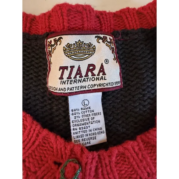 Tiara International Vintage‎ 1998 Christmas Cardigan Sweater Nutcracker Santa L - Image 8