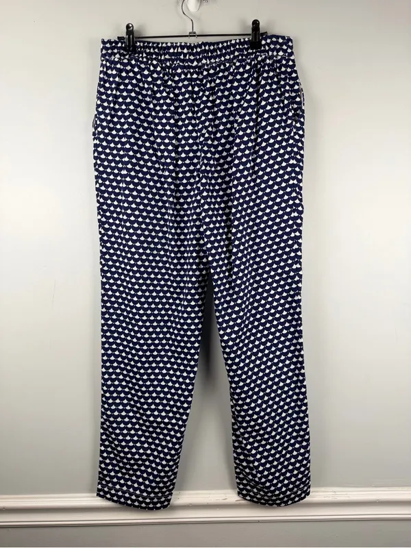 Boden elastic waist pants scalloped design navy & white size 8 - Image 4