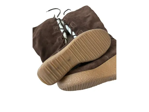 MICHAEL KORS Brown Suede Platform Lace up Boots Size 7.5 - Image 4