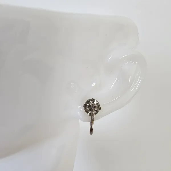 Vintage Solitaire Rhinestone Screw Back Earrings Silver Tone Mid-Century Classic - Image 2