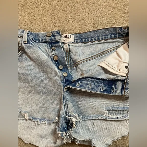 AGOLDE Jaden High Rise Distressed Denim Shorts Size 29 - Image 10