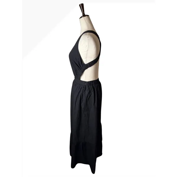 English Factory Midi Dress Women Small Black Criss Cross Open Back Cutout Boho - Image 6