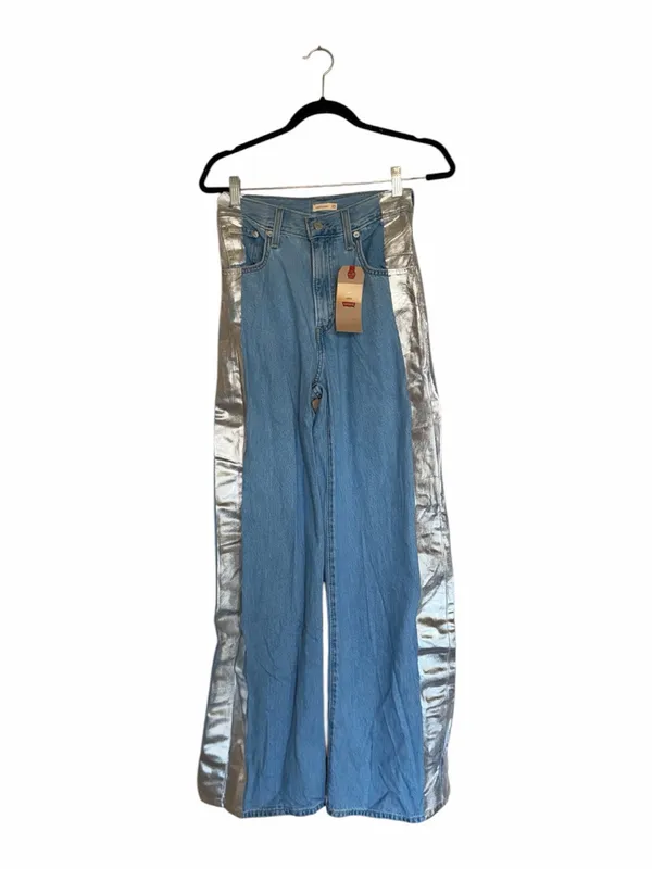 NWT Levi's Women's Blue Cinch Baggy Jeans With Foil Panel 25X31 - Image 11