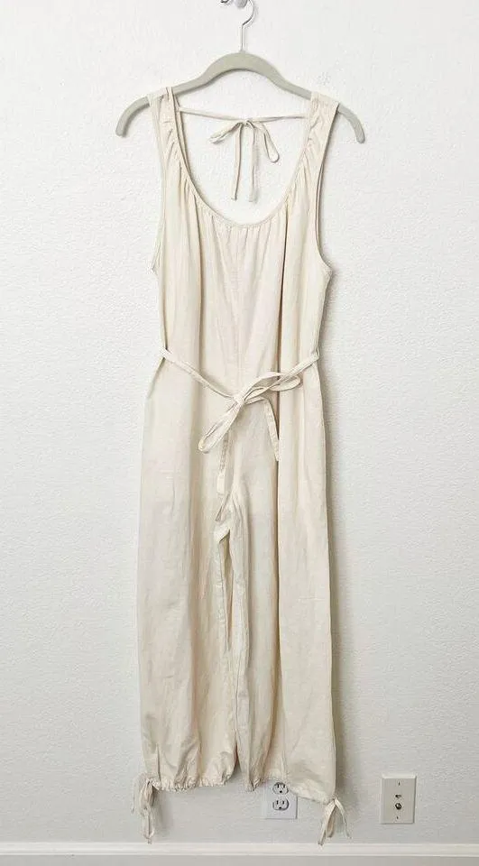 [Urban Outfitters] Cream Linen Blend Open Back Sleeveless Palmer Jumpsuit Sz XS - Image 3