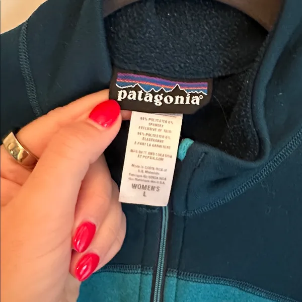 Patagonia Quarter Zip Sweater Women’s Large Blue Teal - Image 2