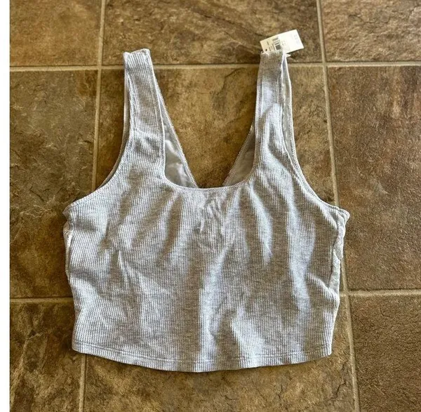 Aerie Lace Waffle Longline Bralette Medium Heather Gray Size Medium - Image 5