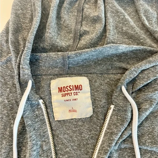 Mossimo gray lightweight zip up hooded jacket size Large - Image 2