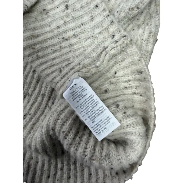 Madewell Donegal Mockneck Ribbed Pullover Sweater Speckled Wool Blend XS Cream - Image 4