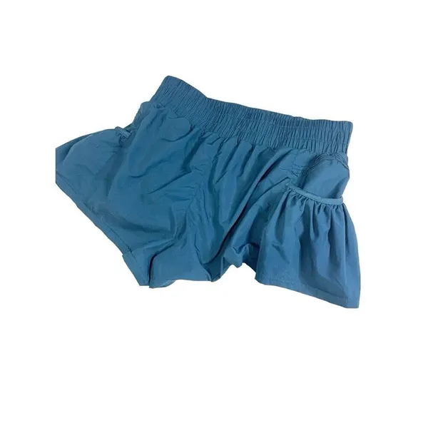 KIMBERLY.C Blue Ruffle Hem‎ Pocket Shorts M Lined Activewear High Rise - Image 3