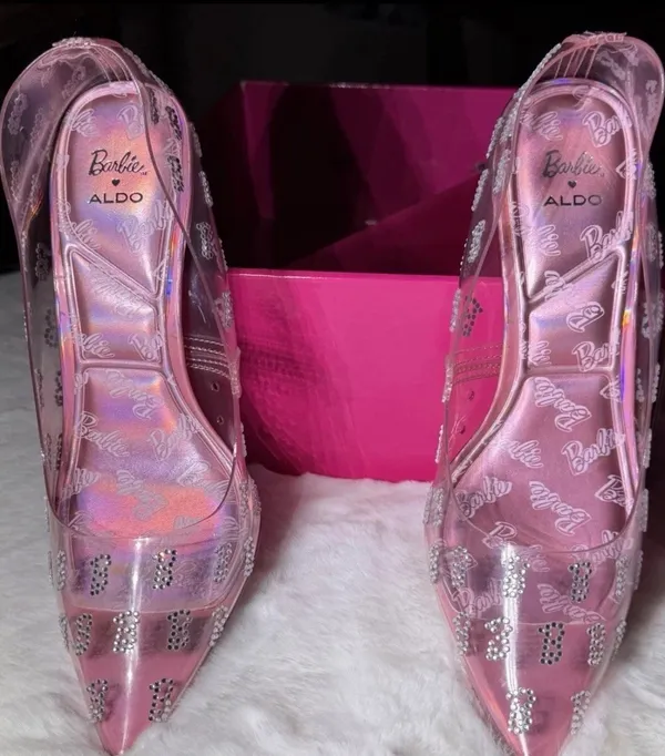 Barbie Aldo Pink Heels, Size 6.5, Transparent Rhinestone - Image 4